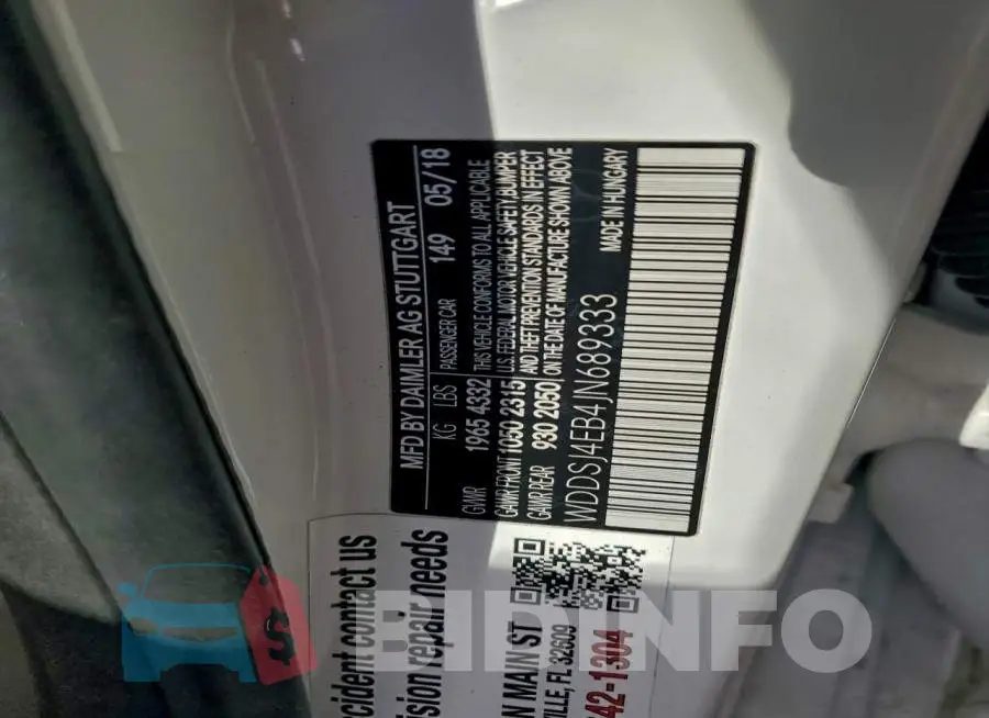 WDDSJ4EB4JN689333 Photo# 12
