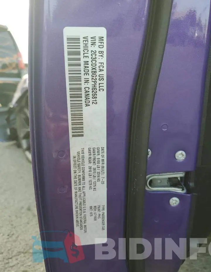 2C3CDXBG2PH626812 Photo# 12