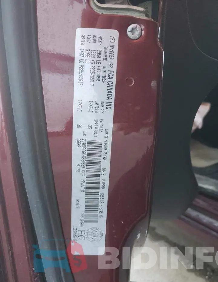2C4RDGEGXHR600939 Photo# 13