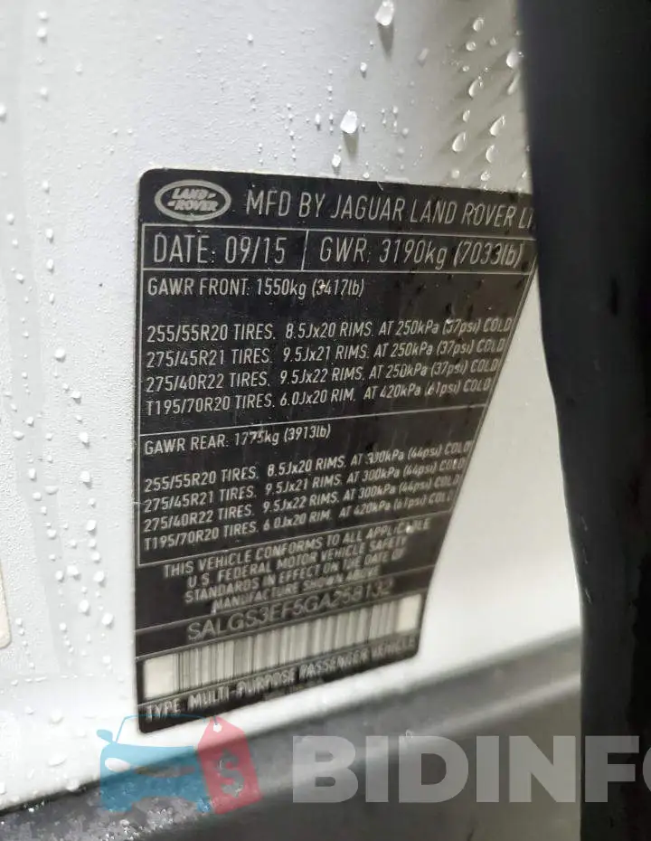 SALGS3EF5GA258132 Photo# 12