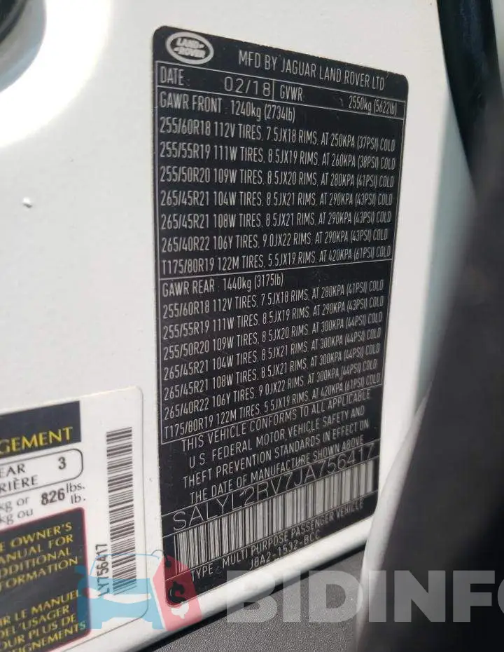 SALYL2RV7JA756417 Photo# 13