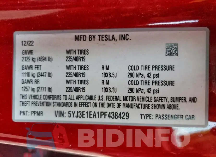 5YJ3E1EA1PF438429 Photo# 12
