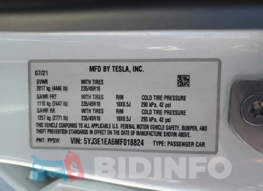 5YJ3E1EA6MF018824 Photo# 12