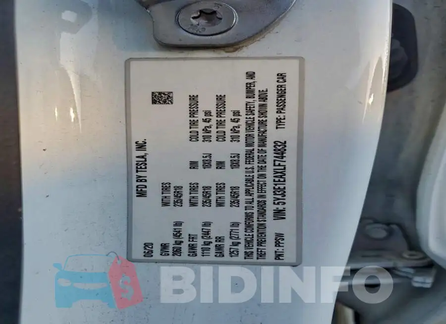 5YJ3E1EAXLF744832 Photo# 12