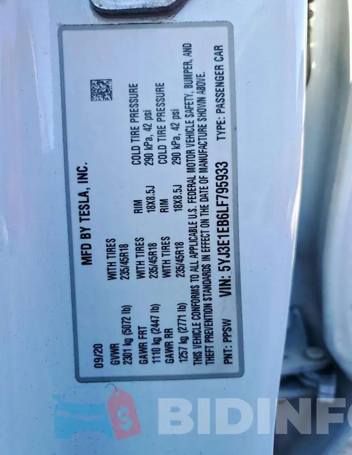 5YJ3E1EB6LF795933 Photo# 14