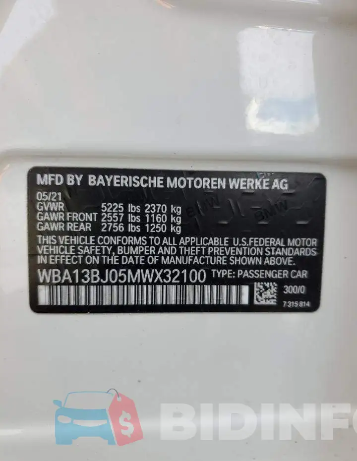 WBA13BJ05MWX32100 Photo# 12