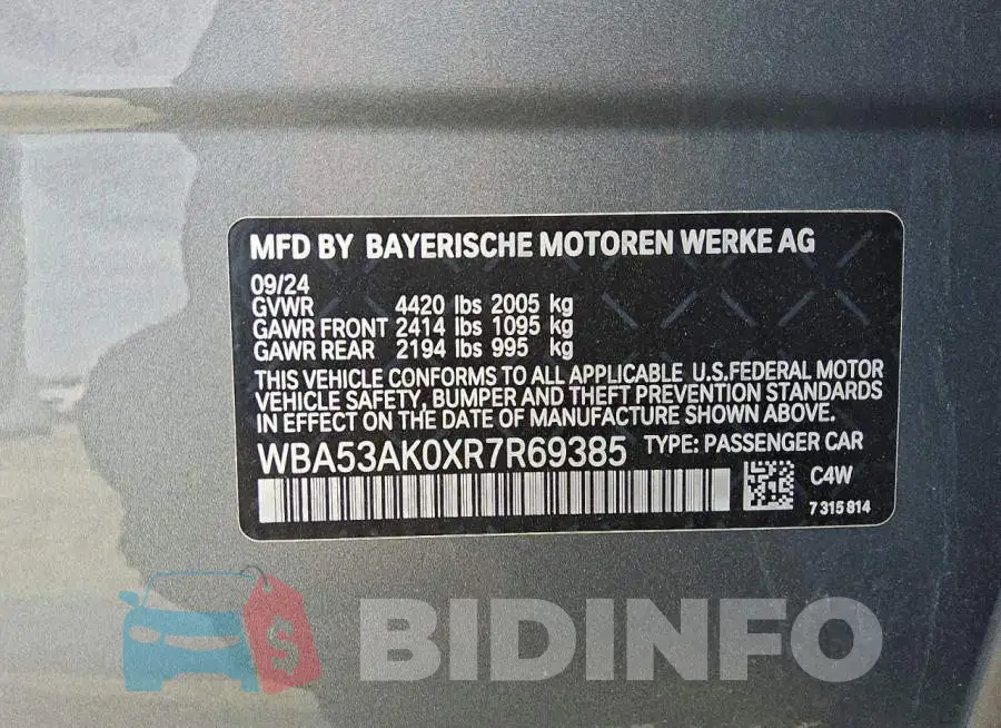 WBA53AK0XR7R69385 Photo# 12