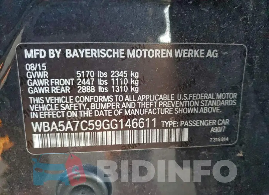 WBA5A7C59GG146611 Photo# 12