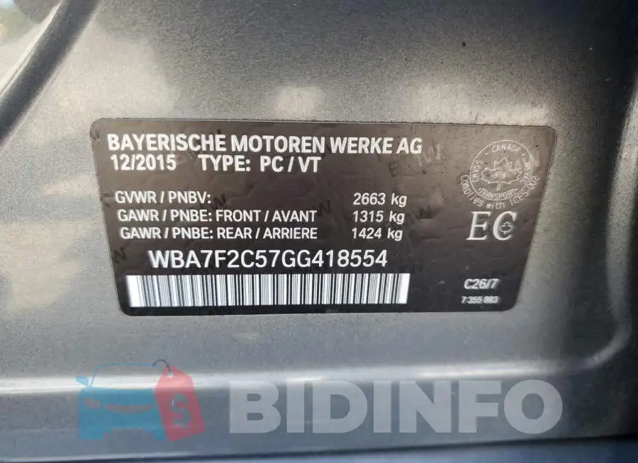 WBA7F2C57GG418554 Photo# 13