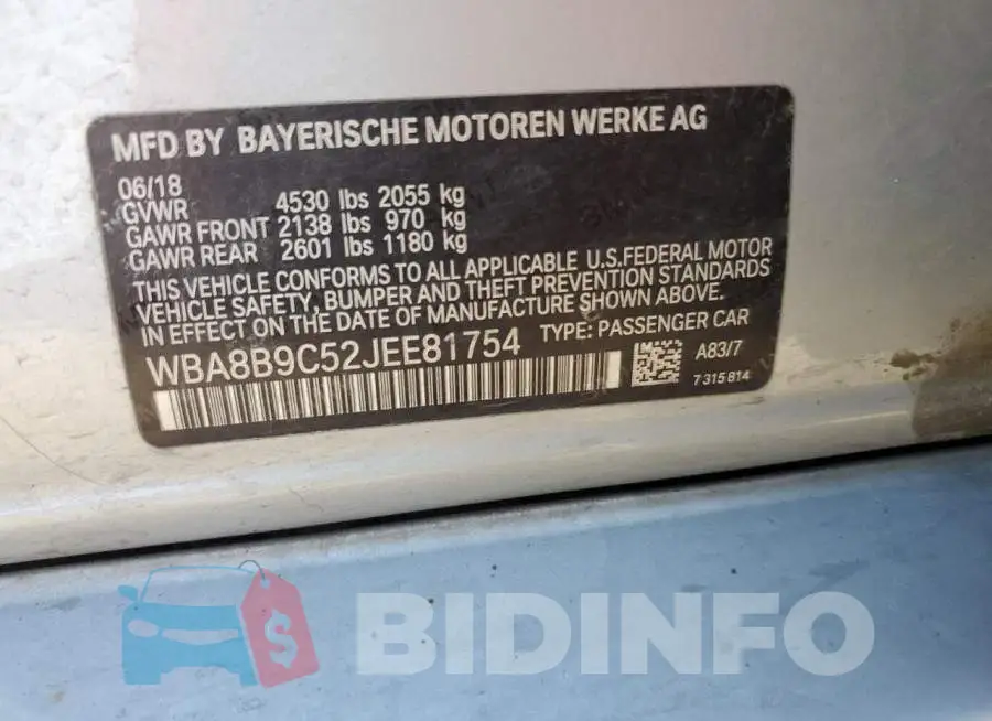 WBA8B9C52JEE81754 Photo# 12