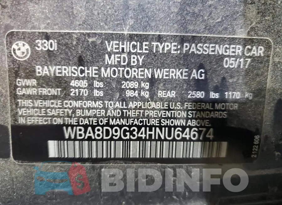 WBA8D9G34HNU64674 Photo# 12