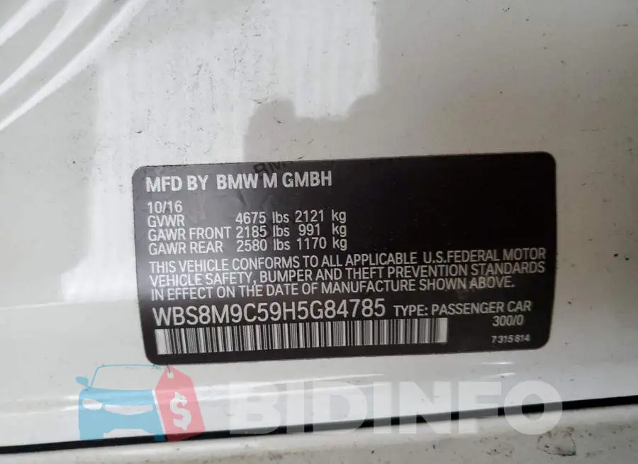 WBS8M9C59H5G84785 Photo# 13