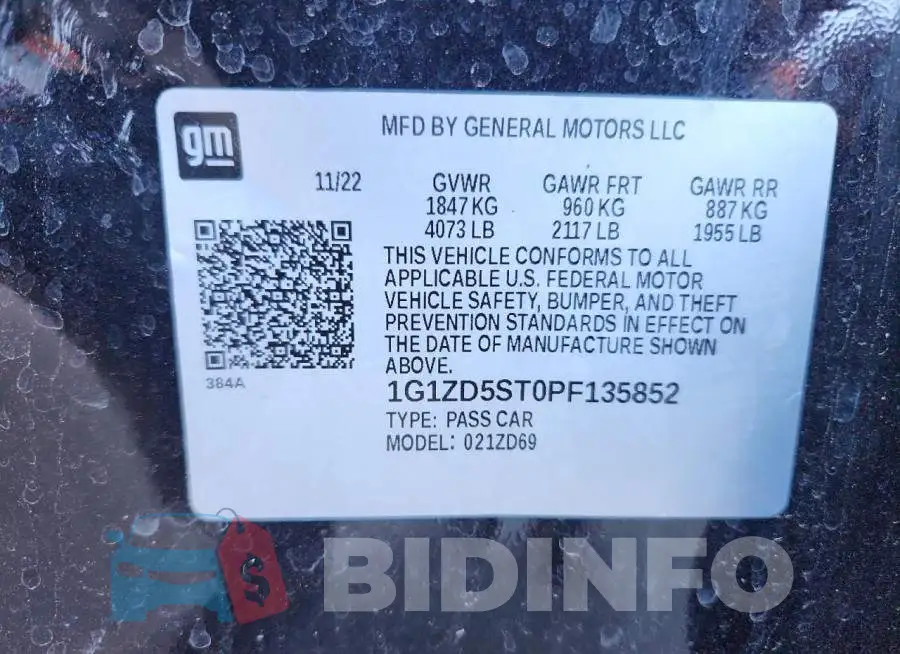 1G1ZD5ST0PF135852 Photo# 12