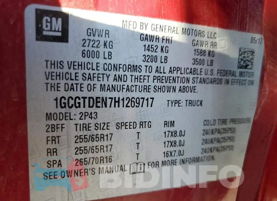 1GCGTDEN7H1269717 Photo# 13