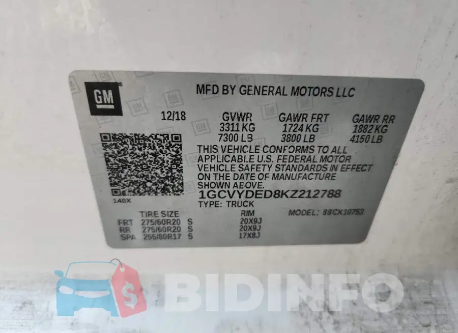 1GCVYDED8KZ212788 Photo# 12