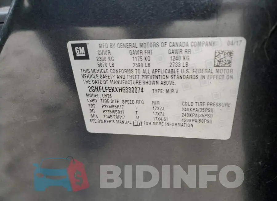 2GNFLFEKXH6330074 Photo# 13