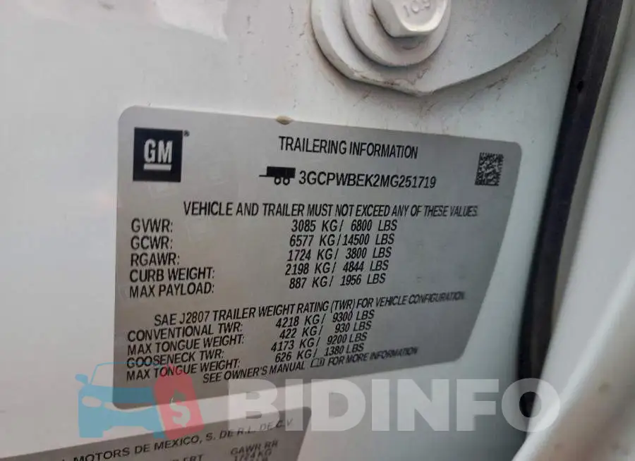 3GCPWBEK2MG251719 Photo# 12