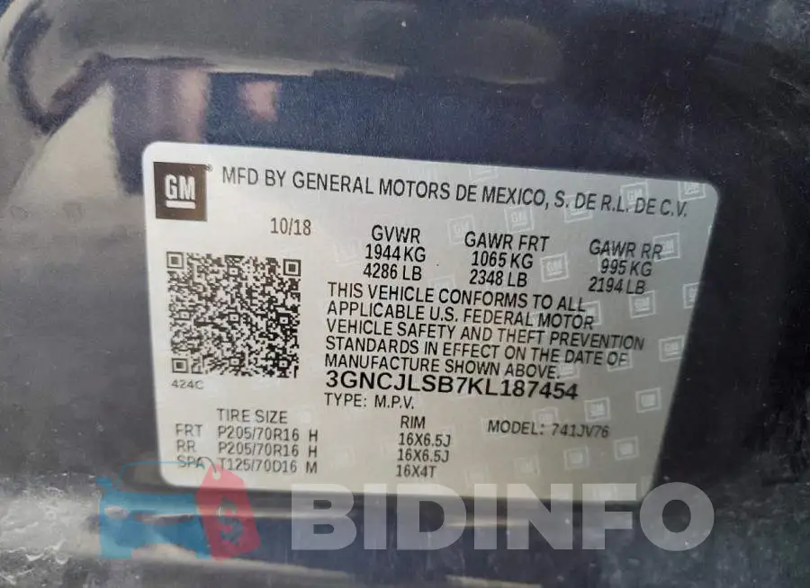 3GNCJLSB7KL187454 Photo# 13