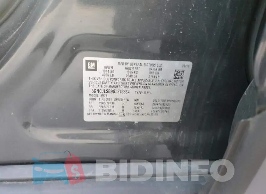3GNCJLSB9GL276854 Photo# 12
