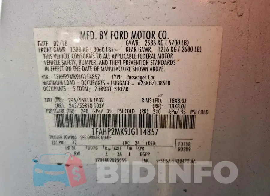 1FAHP2MK9JG114857 Photo# 12