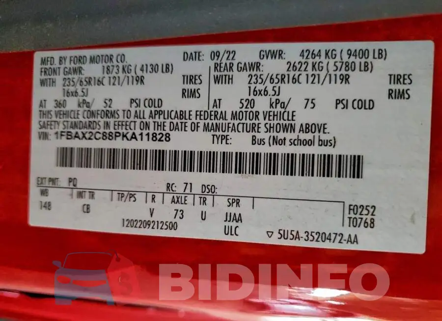 1FBAX2C88PKA11828 Photo# 12