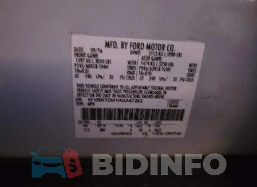 1FM5K7DH1HGA67262 Photo# 13