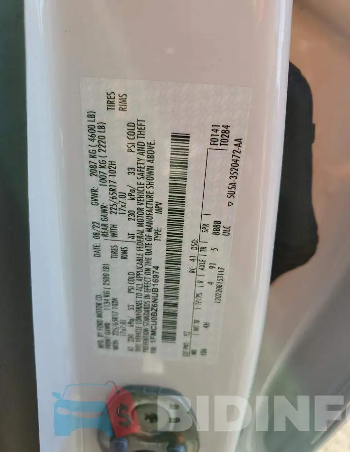 1FMCU0BZ6NUB16974 Photo# 13