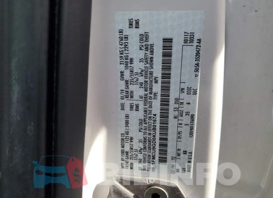 1FMCU9GD0KUB01674 Photo# 13