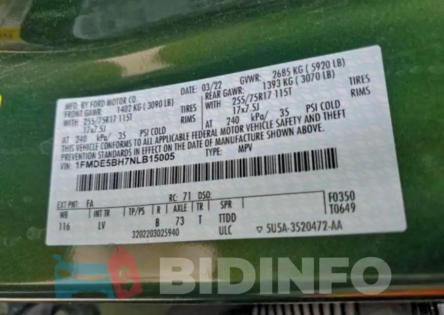 1FMDE5BH7NLB15005 Photo# 10