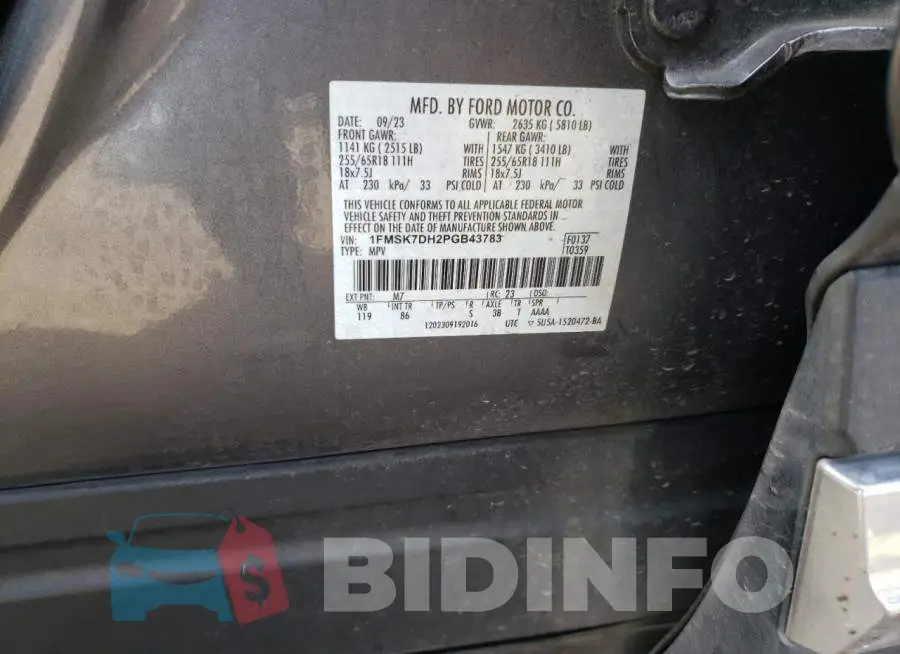 1FMSK7DH2PGB43783 Photo# 13