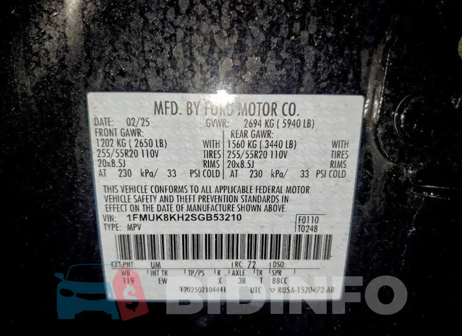 1FMUK8KH2SGB53210 Photo# 13