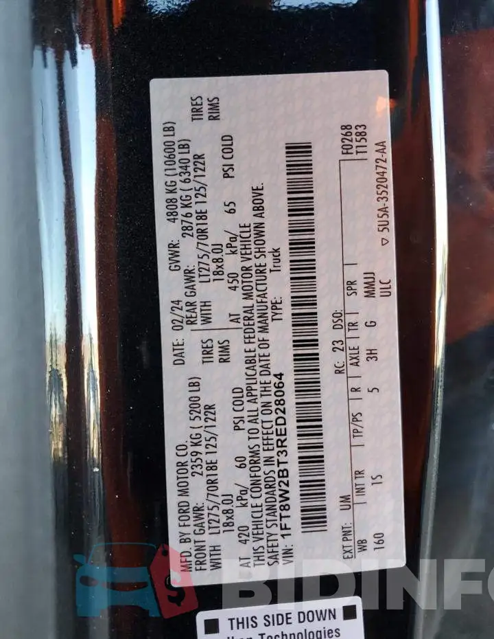1FT8W2BT3RED28064 Photo# 13