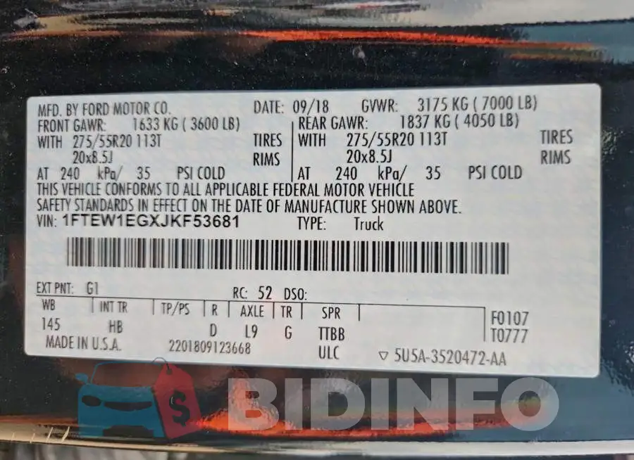 1FTEW1EGXJKF53681 Photo# 12