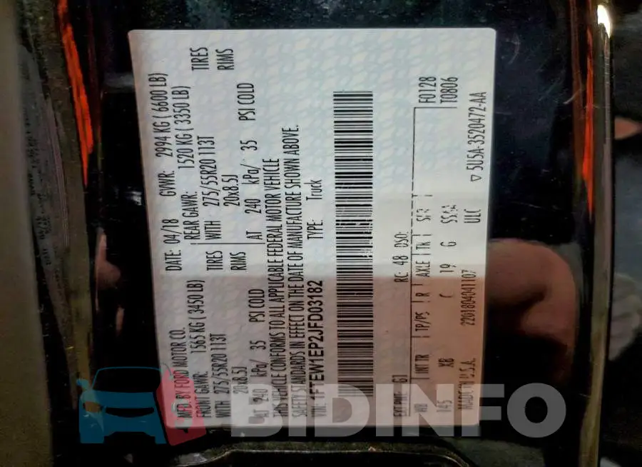 1FTEW1EP2JFD03182 Photo# 12