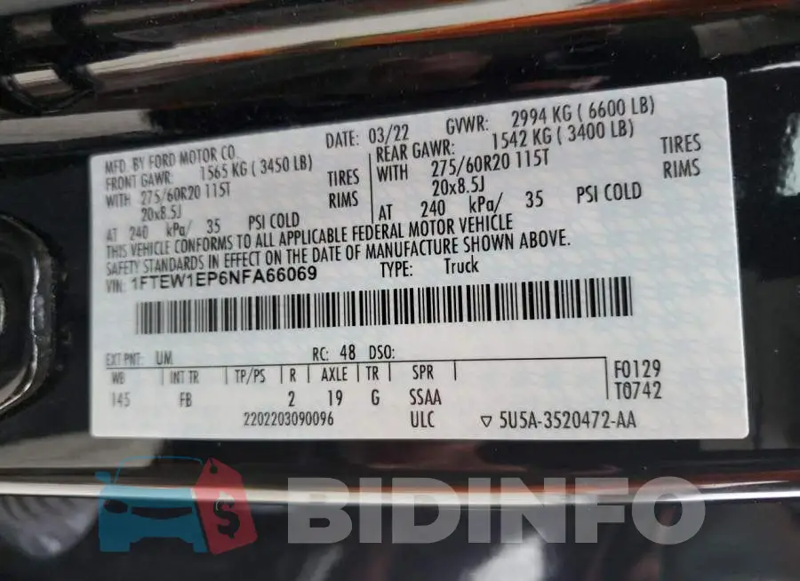 1FTEW1EP6NFA66069 Photo# 12