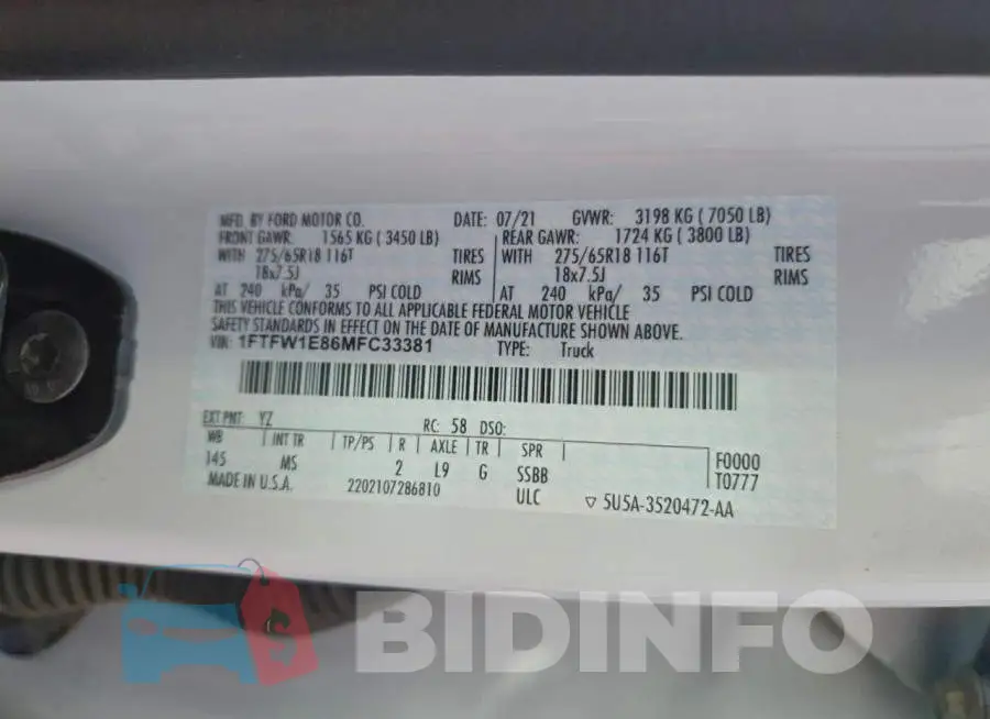 1FTFW1E86MFC33381 Photo# 13
