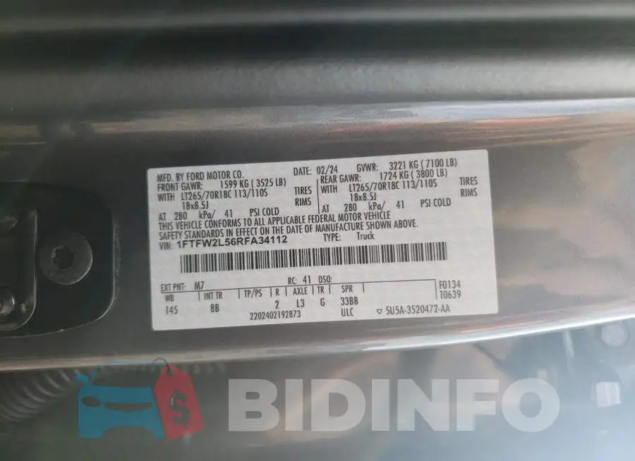 1FTFW2L56RFA34112 Photo# 13