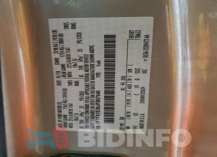 1FTFX1E50JFB97640 Photo# 12