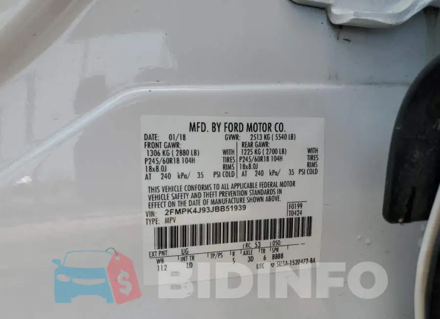 2FMPK4J93JBB51939 Photo# 13