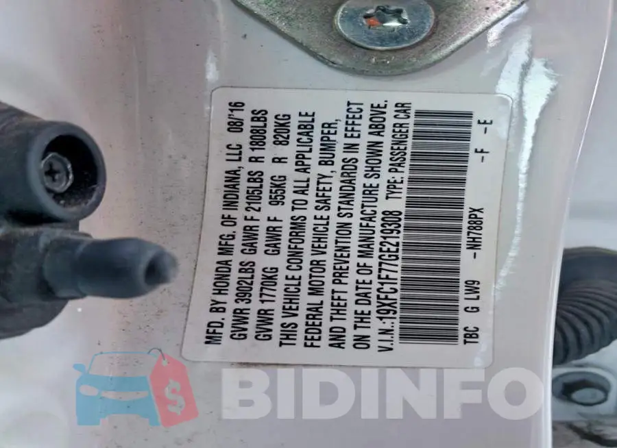 19XFC1F77GE219308 Photo# 12