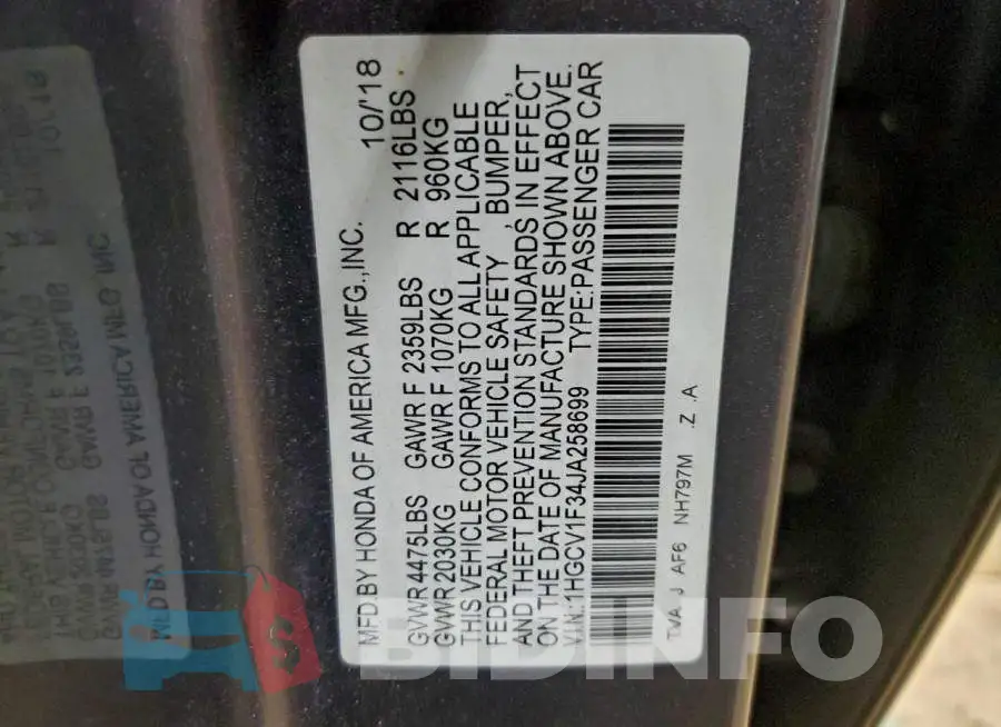 1HGCV1F34JA258699 Photo# 12