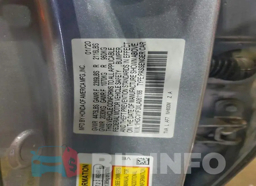 1HGCV1F3XLA061166 Photo# 12