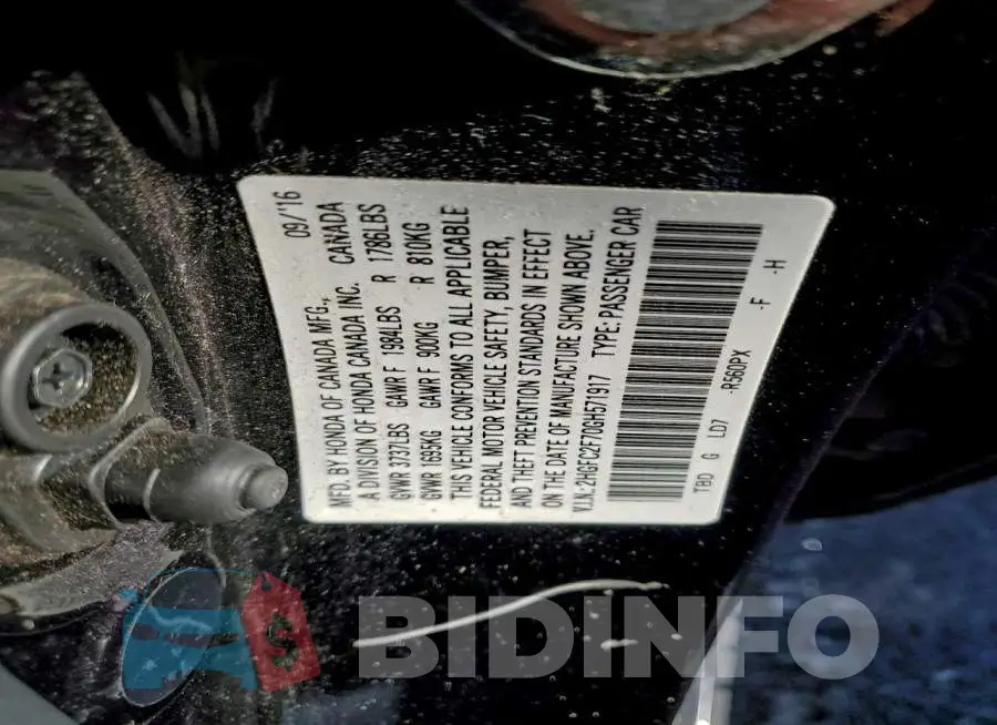 2HGFC2F70GH571917 Photo# 13