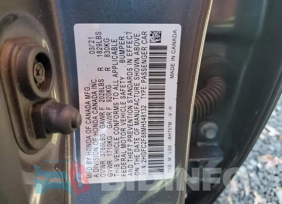 2HGFC2F88MH548132 Photo# 12