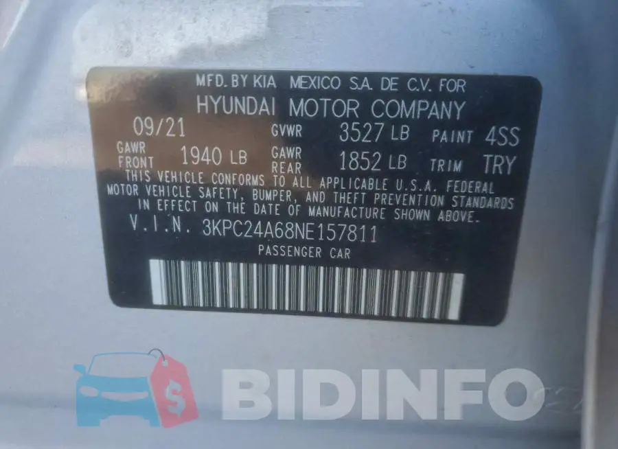 3KPC24A68NE157811 Photo# 12