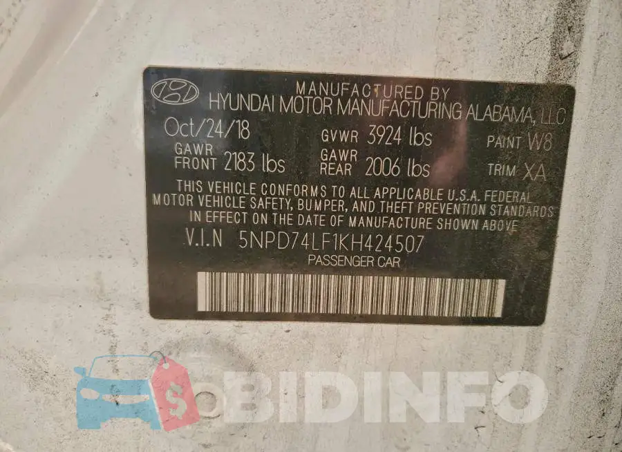 5NPD74LF1KH424507 Photo# 13