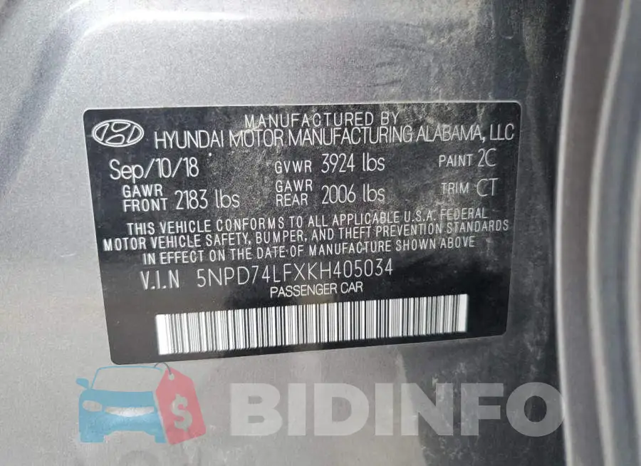 5NPD74LFXKH405034 Photo# 13
