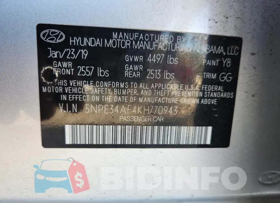 5NPE34AF4KH770943 Photo# 12