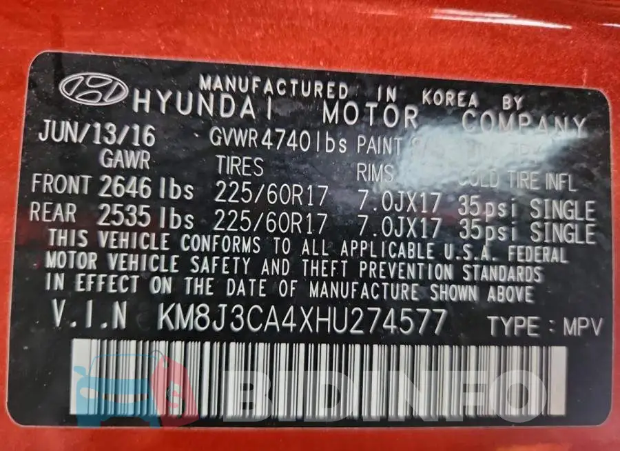 KM8J3CA4XHU274577 Photo# 13