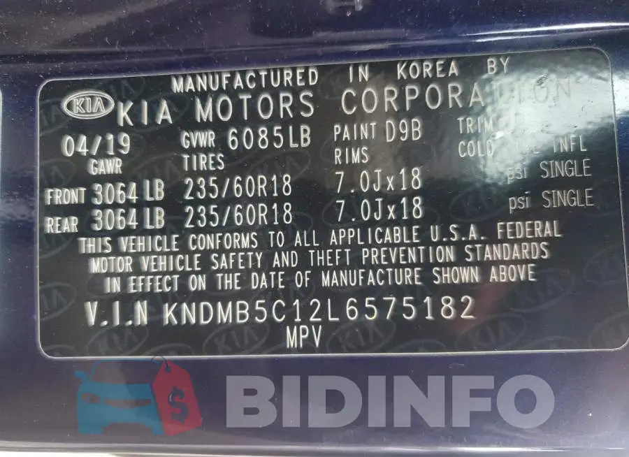 KNDMB5C12L6575182 Photo# 14